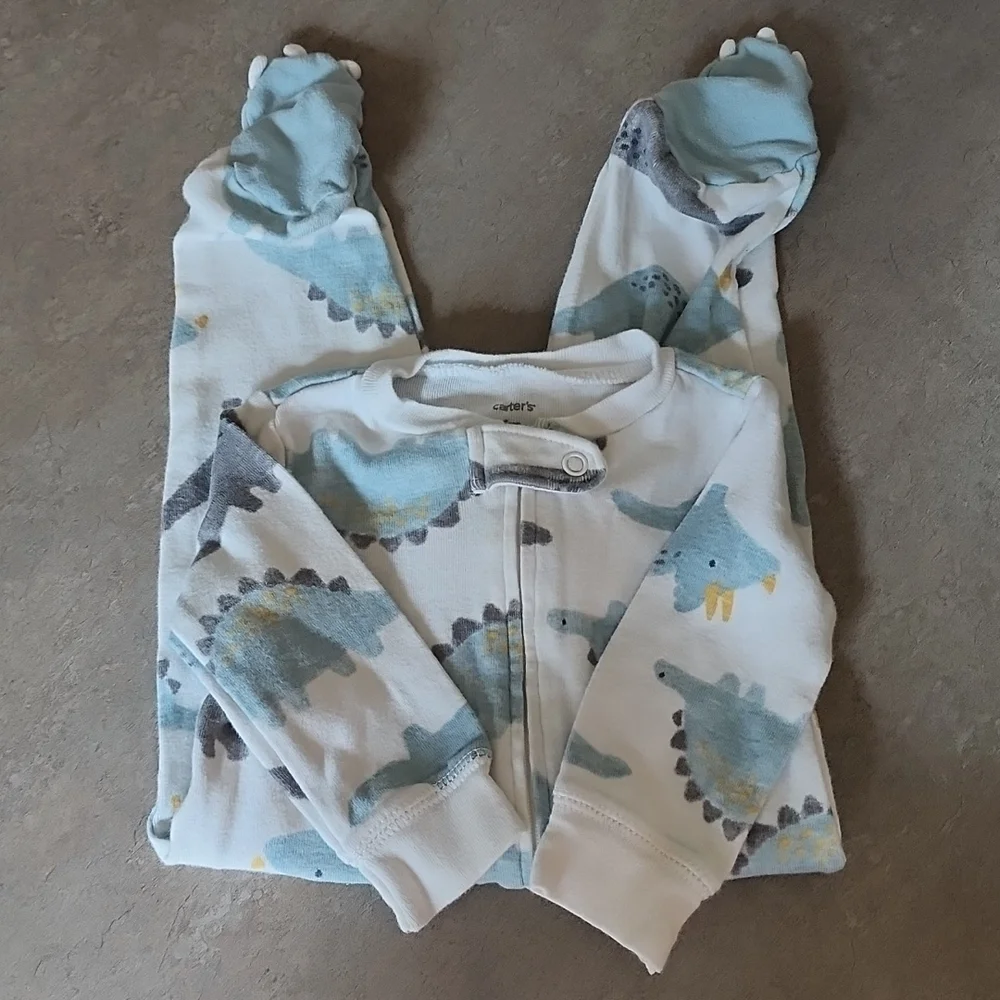 CARTERS Blue & Grey Dinosaur Sleeper 6 Months